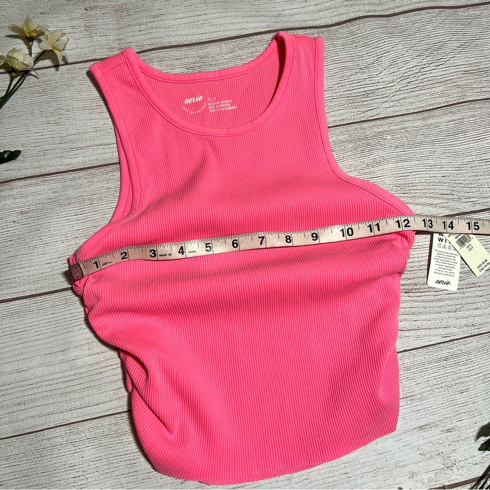 Aerie Rouchy Rib Tank Top in Coral Sun - Picture 9 of 11